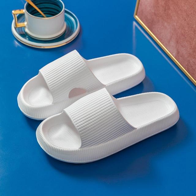 Thick Platform Bathroom Home Slippers Women Fashion Soft Sole EVA Indoor Slides Woman Sandals Summer Non-slip Flip Flops Quick Drying Open Toe Super Soft Comfy Thick Sole Home House Cloud Cushion Sandals For Indoor And Outdoor Platform Shoes