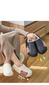 Thick Platform Winter Women Waterproof Non-Slip Home Rubber Slippers Warm Indoor Fur Cotton Women's Cozy Memory Foam Closed Back Slippers Wool-Like Blend Cotton House Shoes