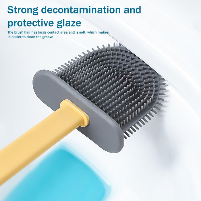 Toilet Brush Holder Sets Wall Hanging Household Floor Standing Soft Bristle Head Bathroom Cleaning Accessories Toilet Brush Set, Silicone Toilet Brush with Holder Wall Mounted With Toilet Bowl Brush And Holder Bendable Brush Head Holder Quickly Drying