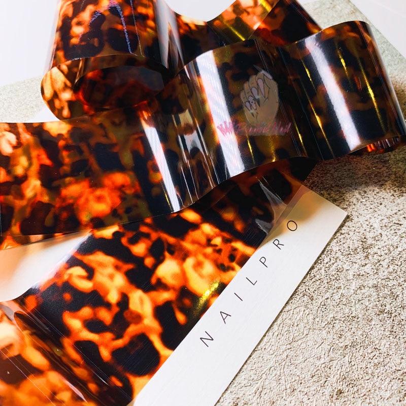 Tortoiseshell Amber Nails Tortoise Shell Nail Art Foil Transfer Decals Wraps Tips Nail Manicure Decorations Leopard Nail Foil Transfer Stickers Leopard Snake Laser Gold Design Nail Foil Decals Art Sticker for Women Manicure Tips