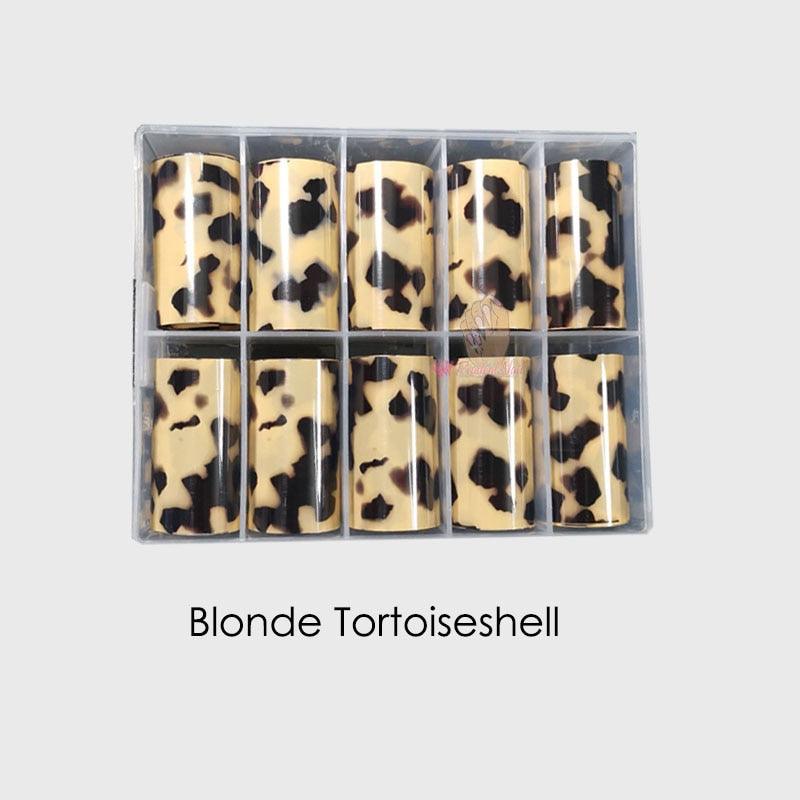 Tortoiseshell Amber Nails Tortoise Shell Nail Art Foil Transfer Decals Wraps Tips Nail Manicure Decorations Leopard Nail Foil Transfer Stickers Leopard Snake Laser Gold Design Nail Foil Decals Art Sticker for Women Manicure Tips