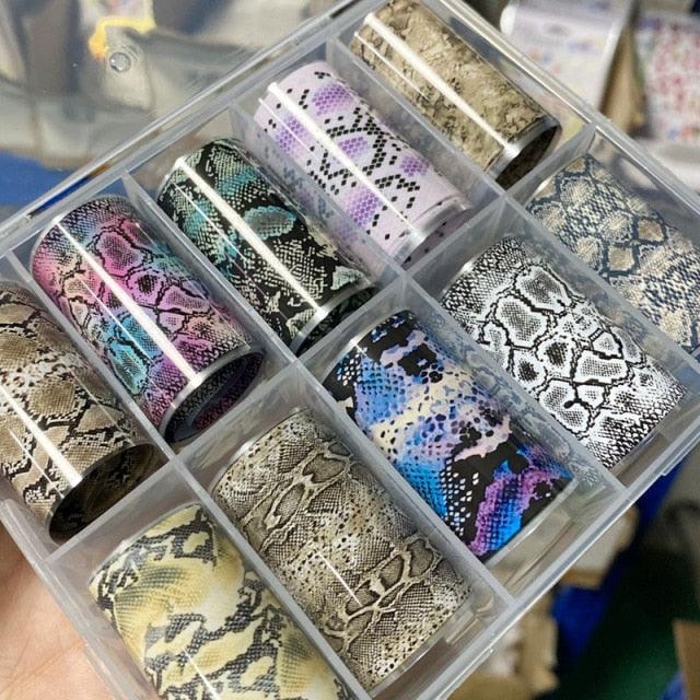 Tortoiseshell Amber Nails Tortoise Shell Nail Art Foil Transfer Decals Wraps Tips Nail Manicure Decorations Leopard Nail Foil Transfer Stickers Leopard Snake Laser Gold Design Nail Foil Decals Art Sticker for Women Manicure Tips