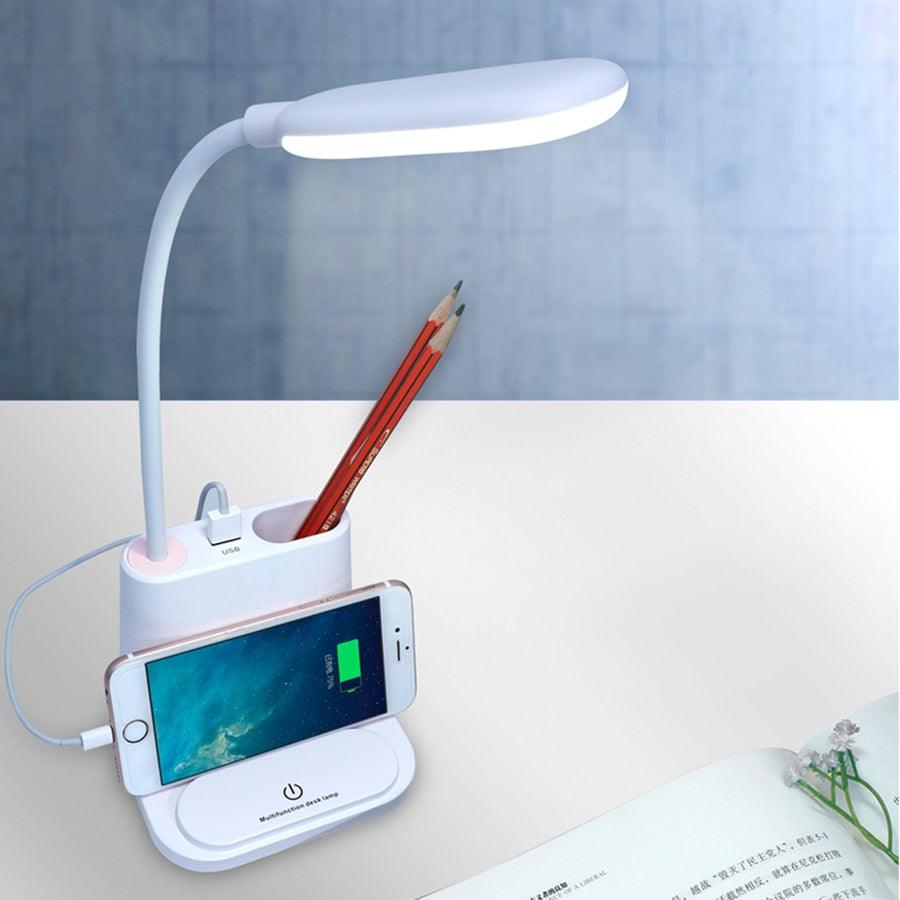 Touch Dimmable LED Desk Lamp 10W Wireless Charging/USB  Charging Table Light for Children Kids Reading Study Bedside Bedroom Decorative Table Lamp Cute Study Lamps for Bedroom Décor