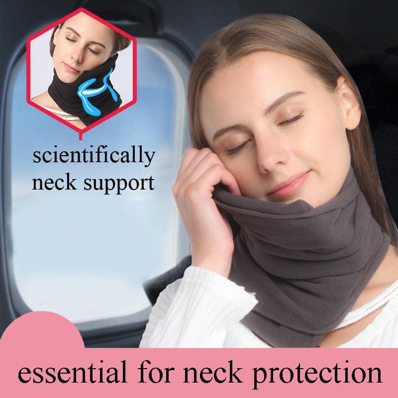 Travel Pillow and Multifunctional Scarf Travel Neck Pillow Soft Scarf Pillow Support Pillow Multifunctional Scarf For Airplane Home Or Office Nap Slow Rebound Space Outdoor Pillow Solid Neckline Cervical Healthcare Muffler Pillows