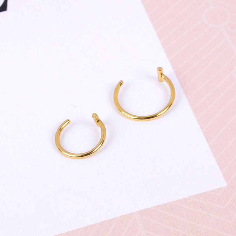 Trendy New Titanium Steel Punk Clip on Fake Piercing Ear Nose Lip Rings Unisex Nose Ring Women Septum Nose Ring Clips Septum Ring Hoop Cartilage Tragus Helix Small Piercing Nose Rings Hoop Cartilage Earring  Body Jewelry