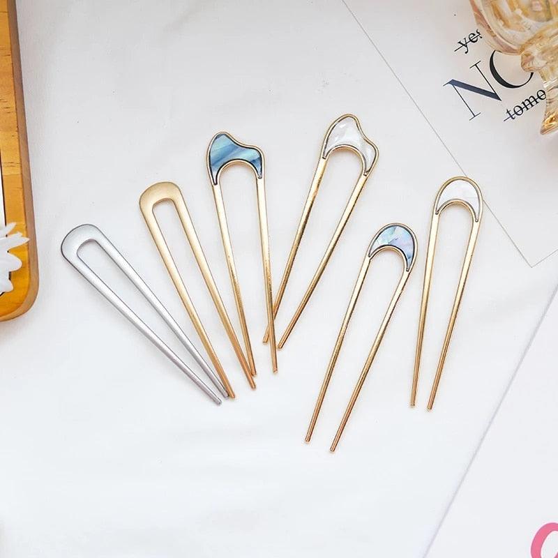 U Shape Hair Sticks Women Hairclip Simplicity Colorful Girls Hairpins Hair Sticks Hair Accessories Headwear French Hair Pin Hairstyle Chignon for Women