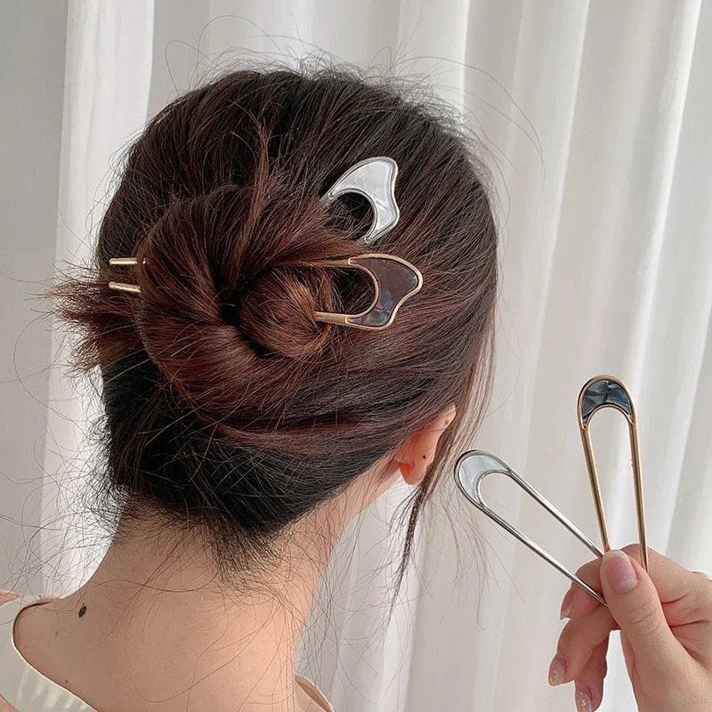 U Shape Hair Sticks Women Hairclip Simplicity Colorful Girls Hairpins Hair Sticks Hair Accessories Headwear French Hair Pin Hairstyle Chignon for Women