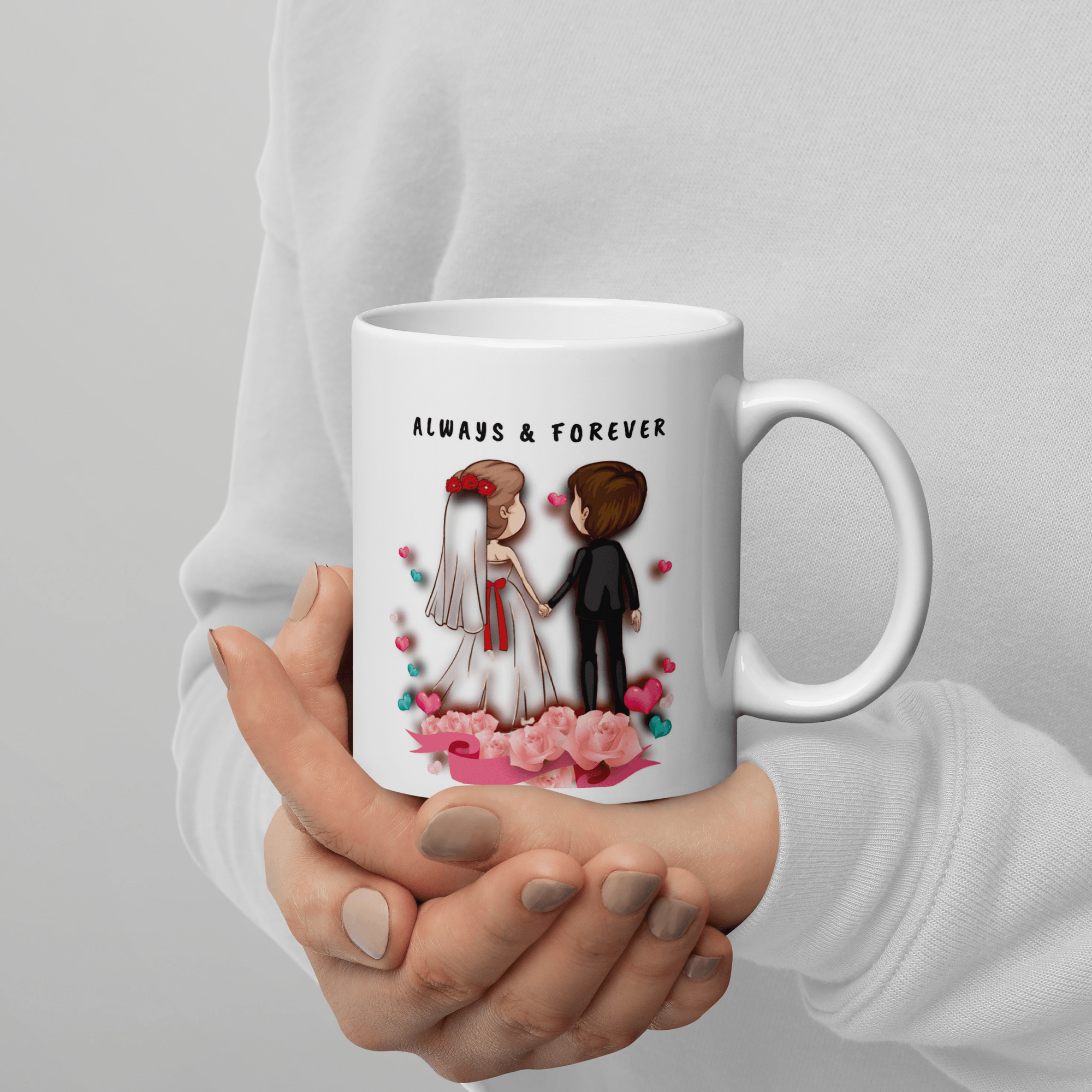 Unique "Always & Forever" Ceramic Coffee Mug Valentines Gifts For Best Friends Wife Husband Mom Dad Boyfriend Girlfriend Wedding Gifts for Bride and Groom, Romantic Presents Ideas for Christmas, Valentines Day, Engagement Wedding
