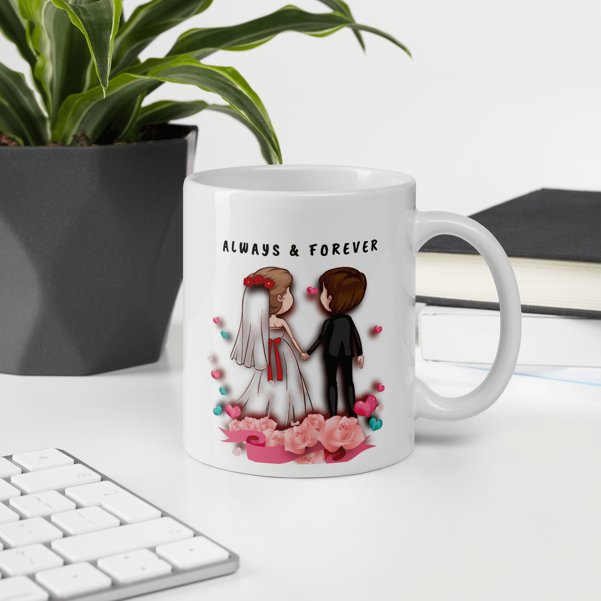 Unique "Always & Forever" Ceramic Coffee Mug Valentines Gifts For Best Friends Wife Husband Mom Dad Boyfriend Girlfriend Wedding Gifts for Bride and Groom, Romantic Presents Ideas for Christmas, Valentines Day, Engagement Wedding