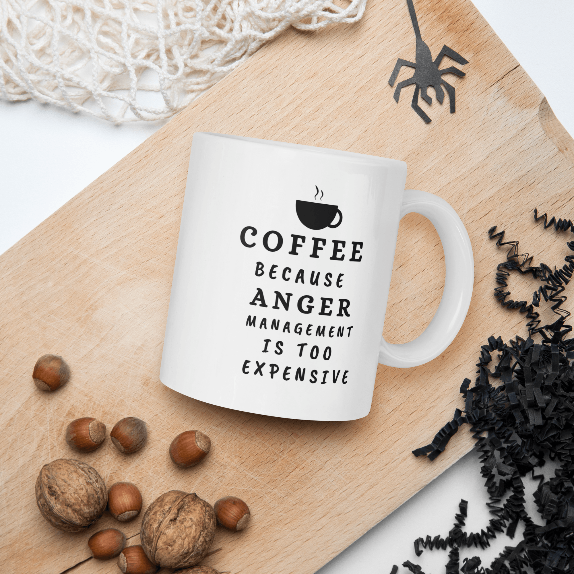 Unique Coffee Mug for Coffee Lovers, Funny Inspirational Coffee Mug, Coffee Because Anger Management is too Expensive, Motivational Quote Ceramic Cup White Christmas Gifts Funny Quote Coffee Mug for Friend Co-worker, 11/15 Oz