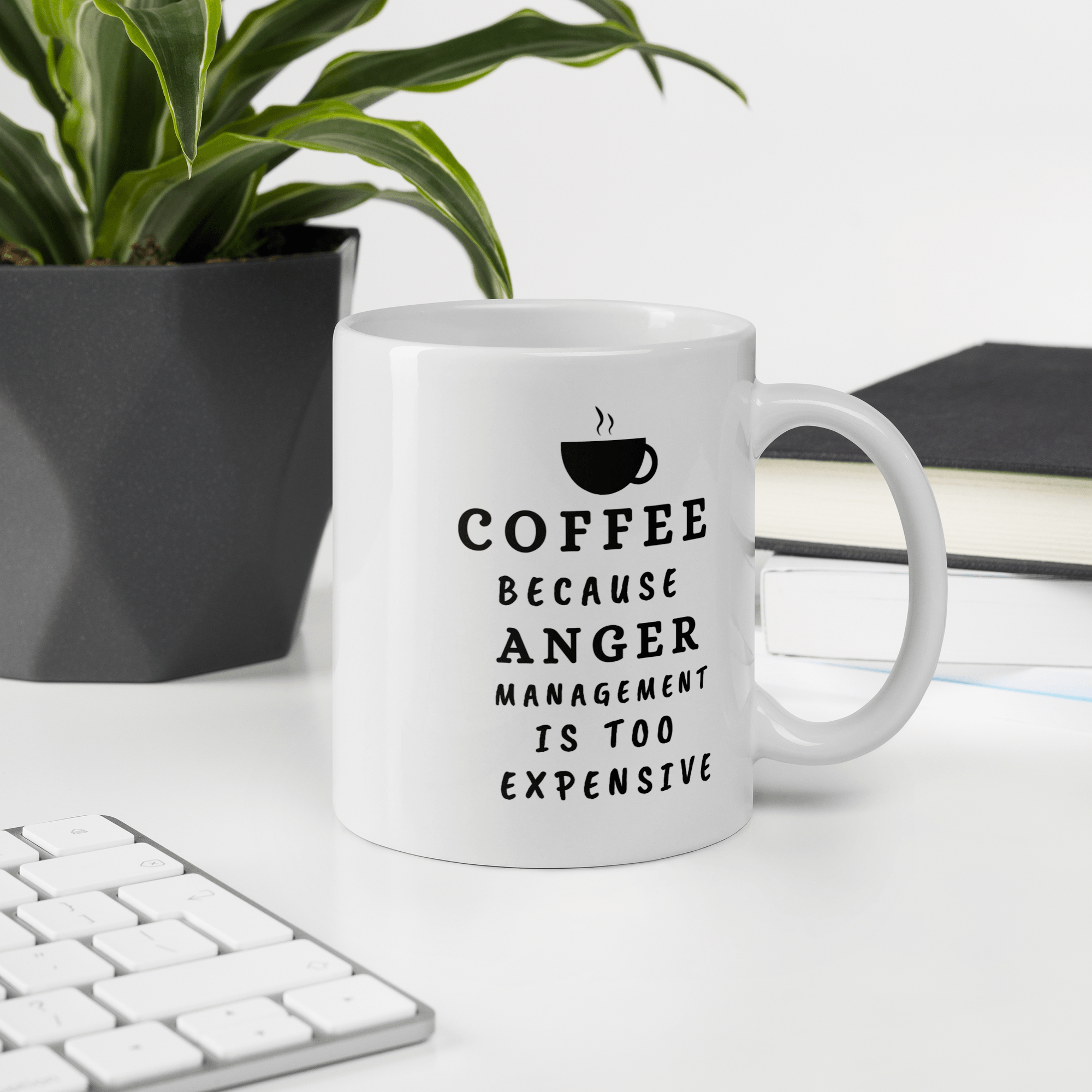 Unique Coffee Mug for Coffee Lovers, Funny Inspirational Coffee Mug, Coffee Because Anger Management is too Expensive, Motivational Quote Ceramic Cup White Christmas Gifts Funny Quote Coffee Mug for Friend Co-worker, 11/15 Oz
