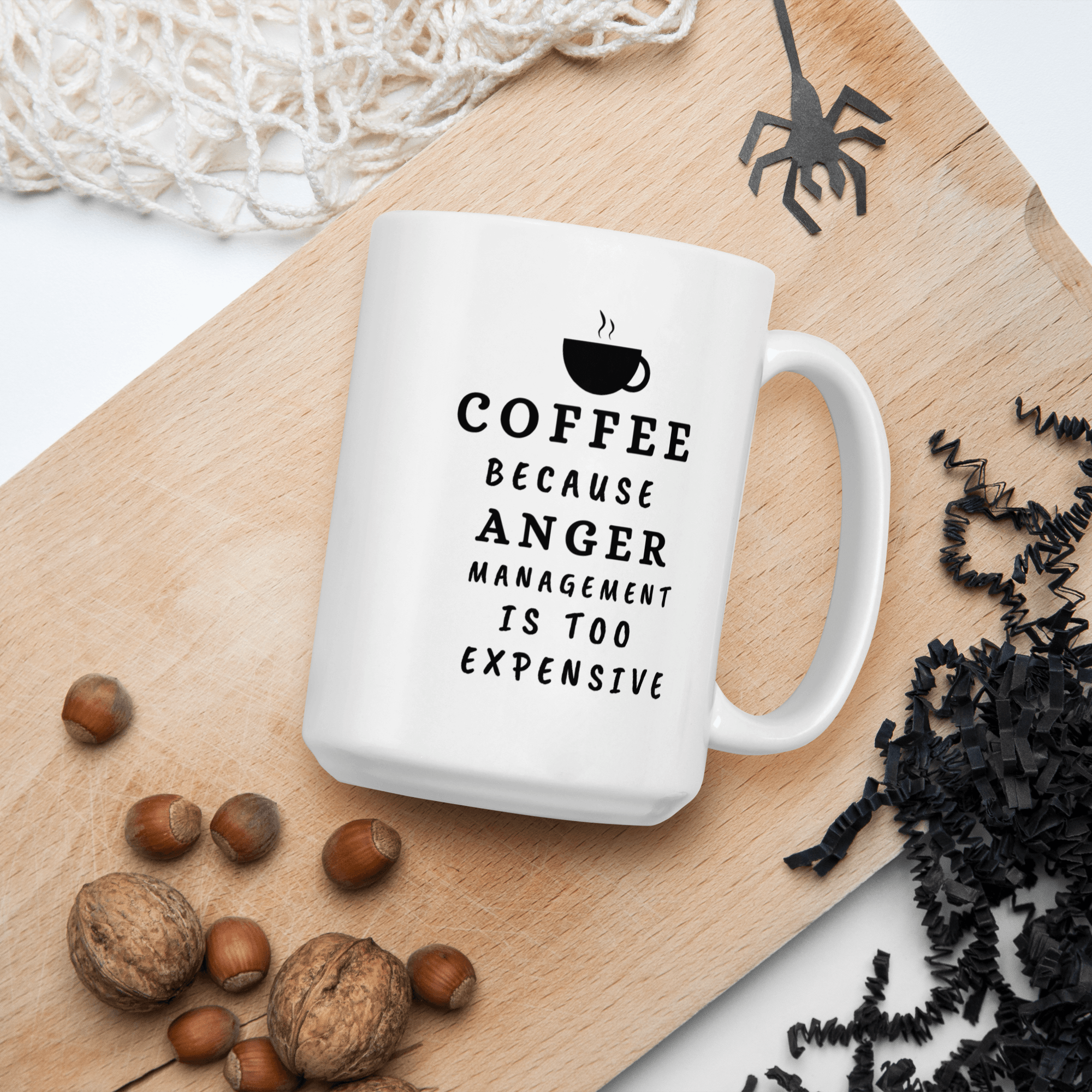 Unique Coffee Mug for Coffee Lovers, Funny Inspirational Coffee Mug, Coffee Because Anger Management is too Expensive, Motivational Quote Ceramic Cup White Christmas Gifts Funny Quote Coffee Mug for Friend Co-worker, 11/15 Oz