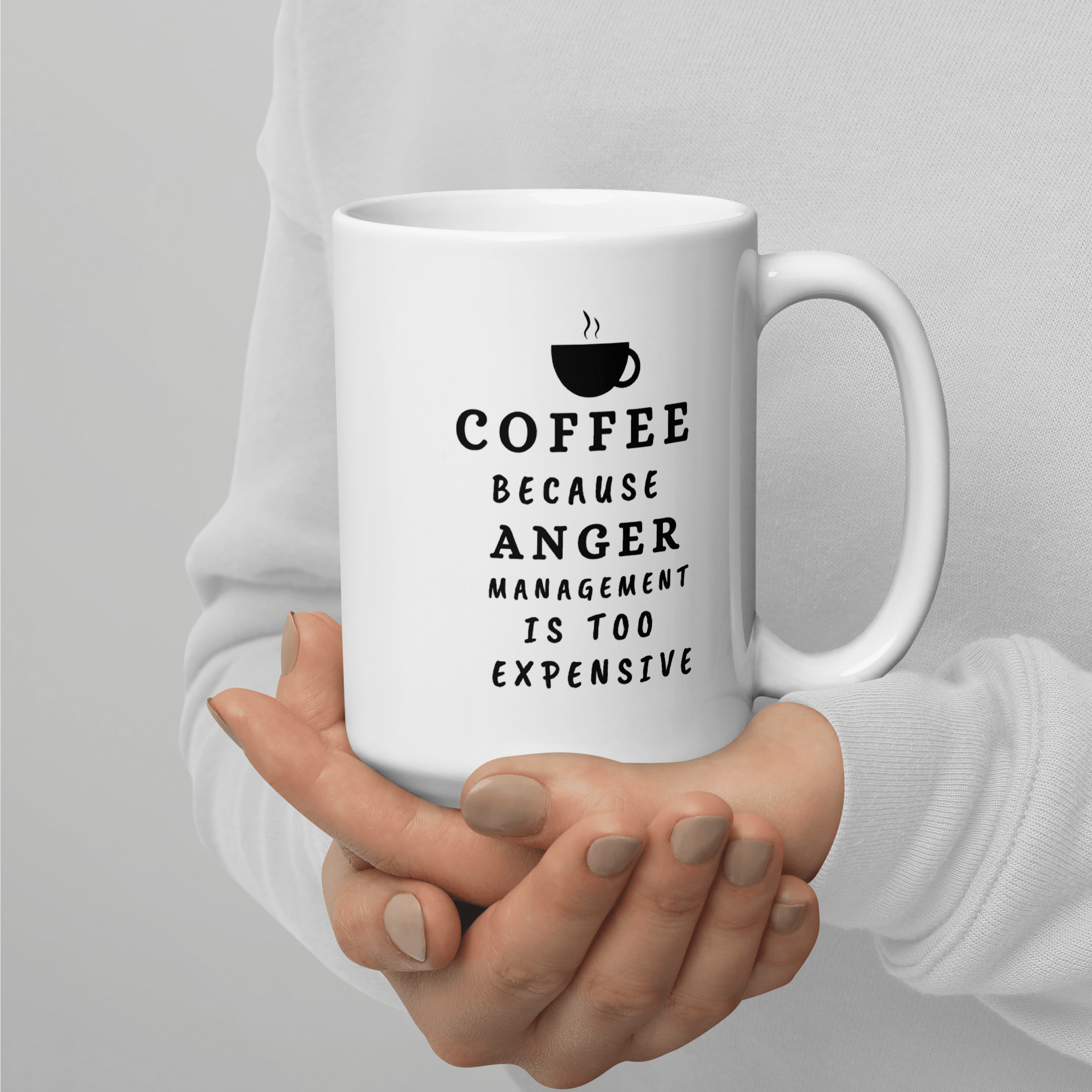 Unique Coffee Mug for Coffee Lovers, Funny Inspirational Coffee Mug, Coffee Because Anger Management is too Expensive, Motivational Quote Ceramic Cup White Christmas Gifts Funny Quote Coffee Mug for Friend Co-worker, 11/15 Oz