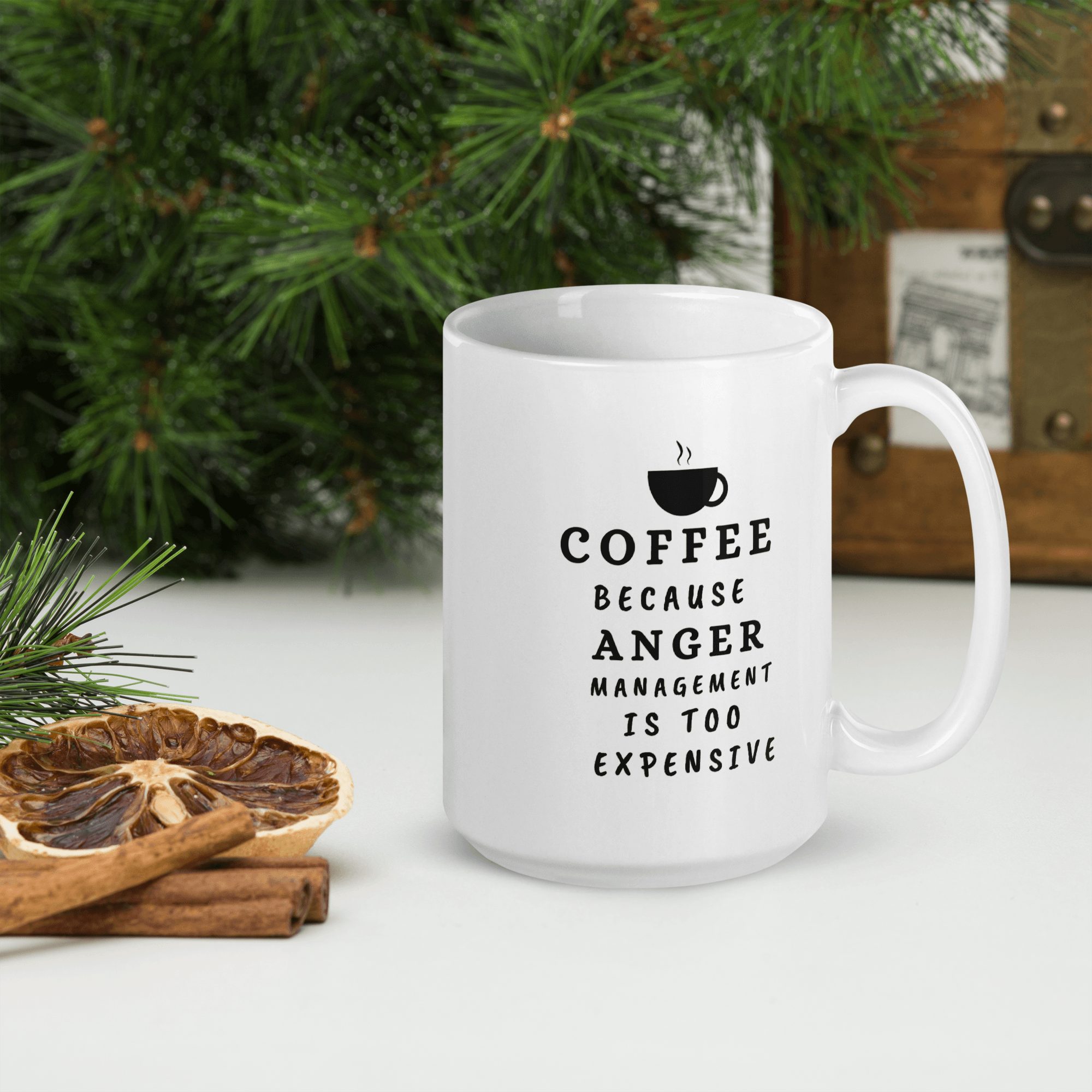 Unique Coffee Mug for Coffee Lovers, Funny Inspirational Coffee Mug, Coffee Because Anger Management is too Expensive, Motivational Quote Ceramic Cup White Christmas Gifts Funny Quote Coffee Mug for Friend Co-worker, 11/15 Oz