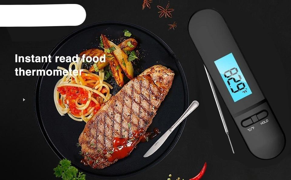 Unique Food Kitchen Digital Meat Thermometer  BBQ Instant Read Food Thermometer Waterproof With Backlight And Magnet For Kitchen Cooking Grilling BBQ Backing Liquids Oil Waterproof Kitchen Thermometer For Cooking Tools