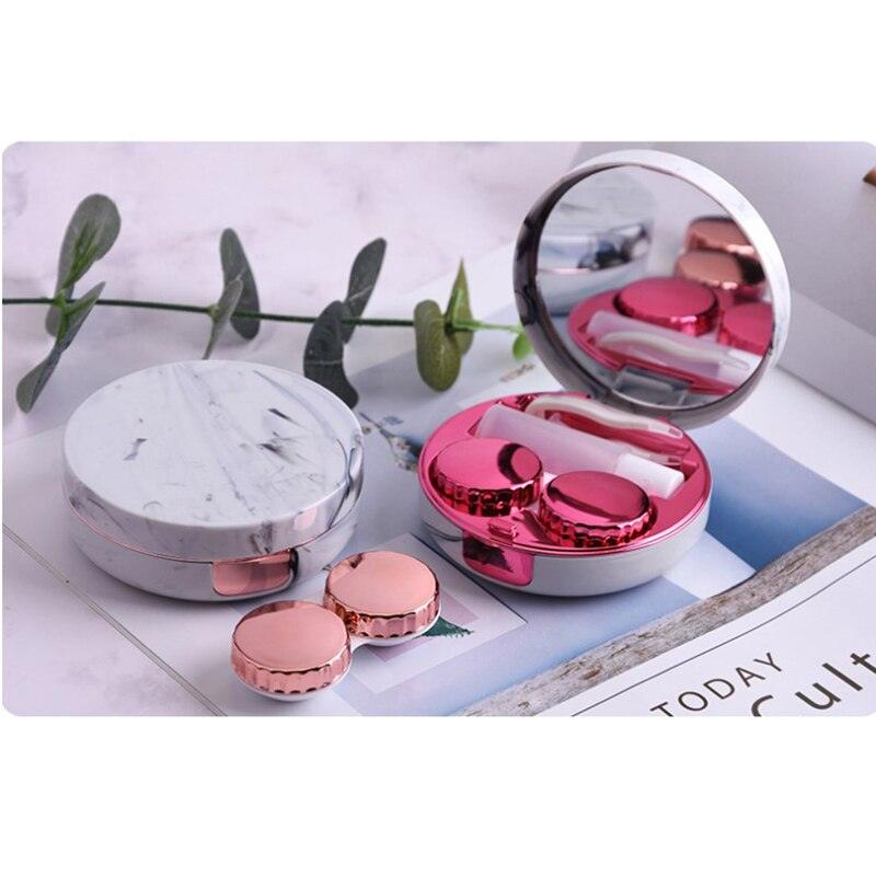 Unisex Cute Contact Lens Case Travel Glasses Lenses Box Eyes Care Kit Holder Container Lens Case Contact Lens Containers Remover Kit Set With Mirror Eye Remover Tool
