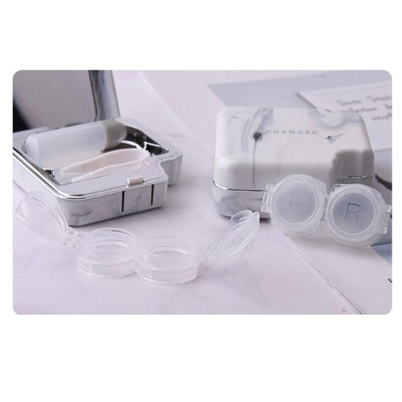 Unisex Cute Contact Lens Case Travel Glasses Lenses Box Eyes Care Kit Holder Container Lens Case Contact Lens Containers Remover Kit Set With Mirror Eye Remover Tool