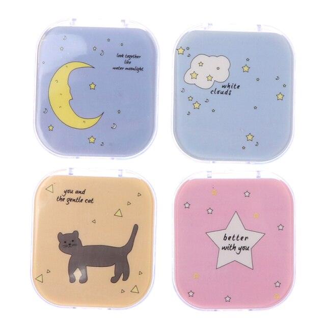 Unisex Cute Contact Lens Case Travel Glasses Lenses Box Eyes Care Kit Holder Container Lens Case Contact Lens Containers Remover Kit Set With Mirror Eye Remover Tool