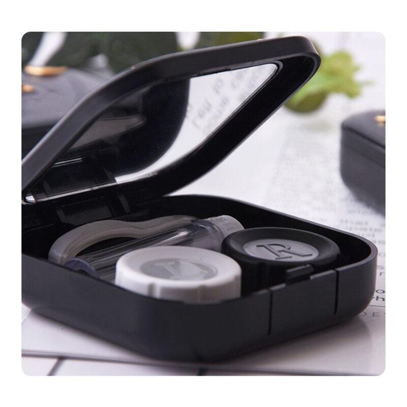 Unisex Cute Contact Lens Case Travel Glasses Lenses Box Eyes Care Kit Holder Container Lens Case Contact Lens Containers Remover Kit Set With Mirror Eye Remover Tool