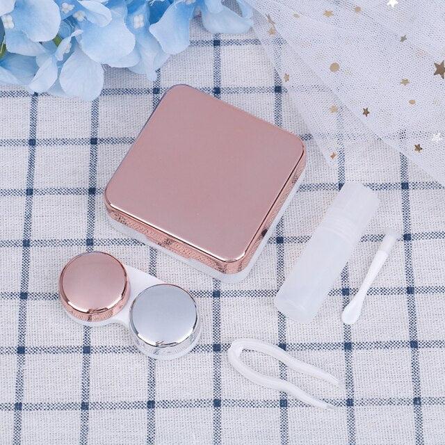 Unisex Cute Contact Lens Case Travel Glasses Lenses Box Eyes Care Kit Holder Container Lens Case Contact Lens Containers Remover Kit Set With Mirror Eye Remover Tool