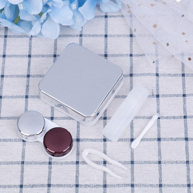 Unisex Cute Contact Lens Case Travel Glasses Lenses Box Eyes Care Kit Holder Container Lens Case Contact Lens Containers Remover Kit Set With Mirror Eye Remover Tool