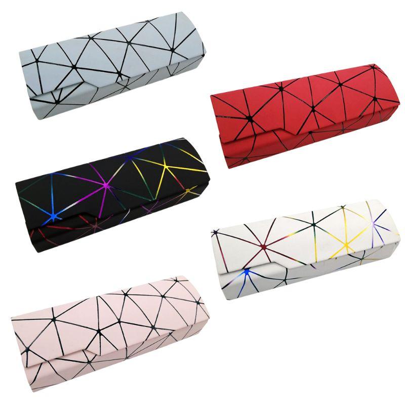 Unisex Fashion Men Women Glasses Case Protective Box Sunglasses Optical Reading Eyeglasses Clamshell Eyeglasses Case Portable Glasses Protection Case PU Leather  Eyeglass Case Colorful Black White Design