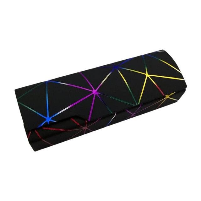 Unisex Fashion Men Women Glasses Case Protective Box Sunglasses Optical Reading Eyeglasses Clamshell Eyeglasses Case Portable Glasses Protection Case PU Leather  Eyeglass Case Colorful Black White Design