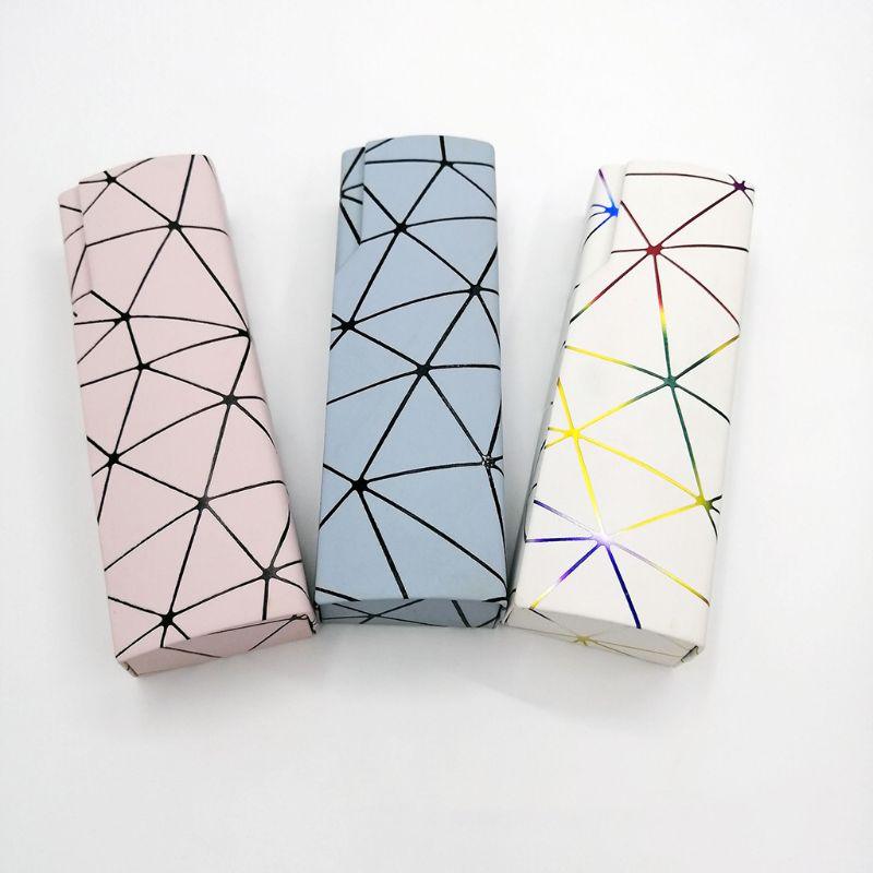 Unisex Fashion Men Women Glasses Case Protective Box Sunglasses Optical Reading Eyeglasses Clamshell Eyeglasses Case Portable Glasses Protection Case PU Leather  Eyeglass Case Colorful Black White Design