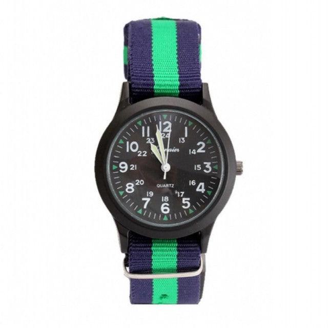Unisex Fashion Nylon Fabric Kids Children Watch Sport Thin Students Canvas Quartz Dress Wristwatch Military Time Watch  Field Outdoor Sport Mens Wristwatch With Slip-Thru Nylon Band