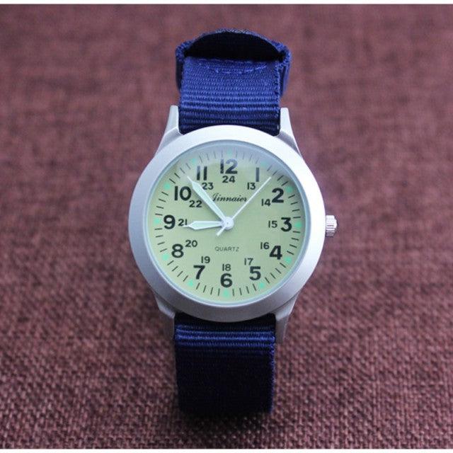 Unisex Fashion Nylon Fabric Kids Children Watch Sport Thin Students Canvas Quartz Dress Wristwatch Military Time Watch  Field Outdoor Sport Mens Wristwatch With Slip-Thru Nylon Band