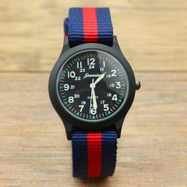 Unisex Fashion Nylon Fabric Kids Children Watch Sport Thin Students Canvas Quartz Dress Wristwatch Military Time Watch  Field Outdoor Sport Mens Wristwatch With Slip-Thru Nylon Band
