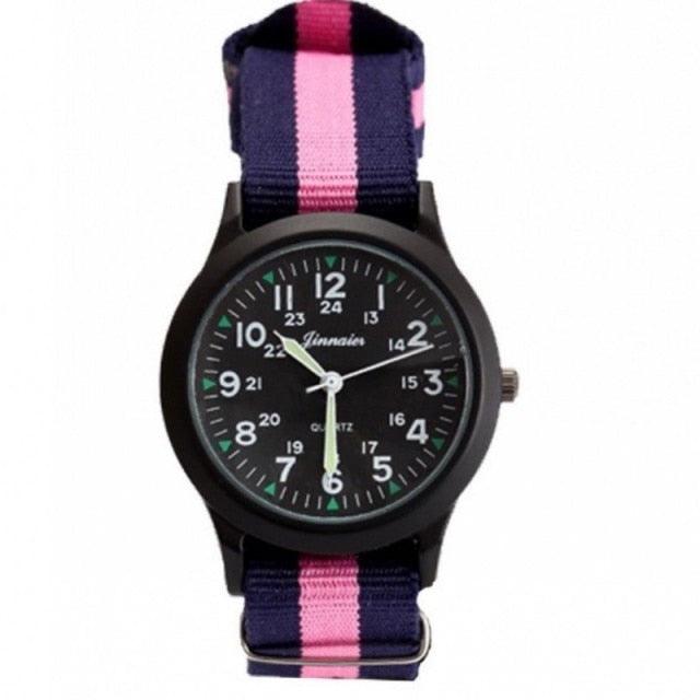 Unisex Fashion Nylon Fabric Kids Children Watch Sport Thin Students Canvas Quartz Dress Wristwatch Military Time Watch  Field Outdoor Sport Mens Wristwatch With Slip-Thru Nylon Band