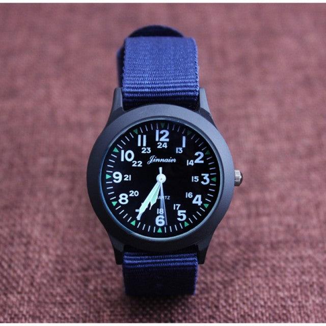Unisex Fashion Nylon Fabric Kids Children Watch Sport Thin Students Canvas Quartz Dress Wristwatch Military Time Watch  Field Outdoor Sport Mens Wristwatch With Slip-Thru Nylon Band