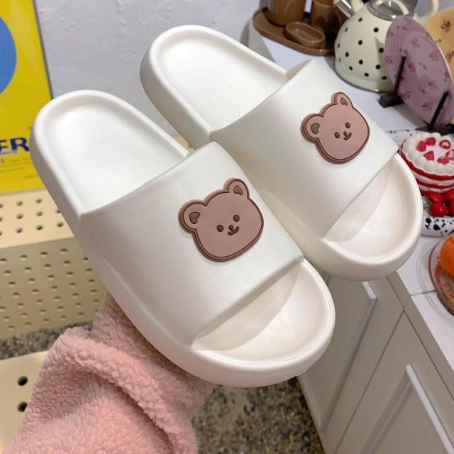 Unisex Summer Slippers Beach Slides Flip Flops Bear Thick Soled Boys Girls Bathroom Shoes Slides Sandals With Thick Sole Non-Slip Beach Pool Slides Open Toe Style Outdoor Slippers For Men And Women