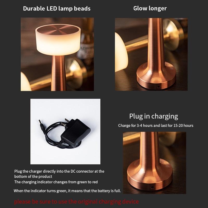 USB Dimming Bar Desk Lamp Hotel Coffee Shop Wireless Charging Touch Bedroom Bedside LED Restaurant Table Lights Art Night Light Decorative Table Lamp Cute Study Lamps for Bedroom Décor