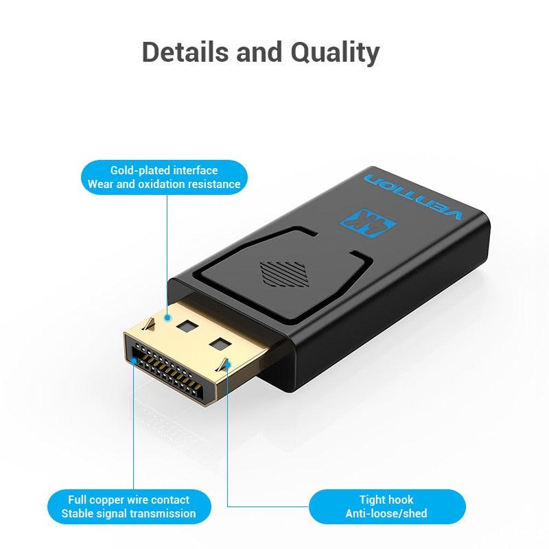 Vention DP To HDMI Adapter And 4K DP To HDMI Video Audio Converter for PC Laptop Projector Monitor - STEVVEX Cable - 220, ABS shell, audio convertor, cable, cables, classic DP to HDMI adapter, convertor for computer, convertor for laptop, convertor for monitors, display port, DP to HDMI, HDMI ADAPTER, projector display, vention display Port, video audio convertor, video convertor - Stevvex.com