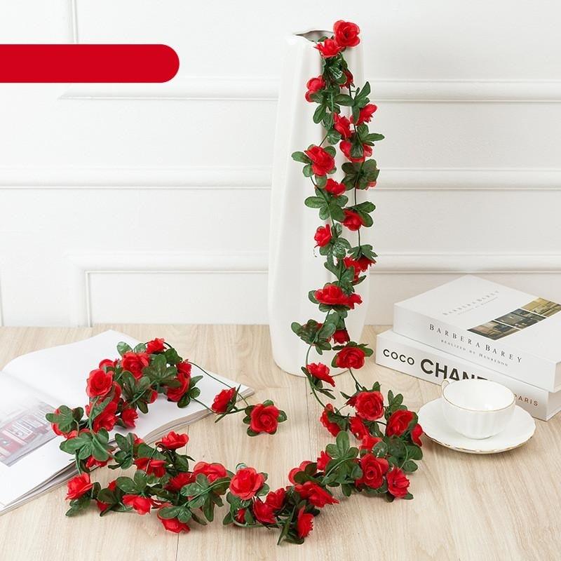 Vintage 2.2M Artificial Hanging Silk Rose Flowers Rattan Autumn Small Peony String Decor Fake Garland For Wedding Home Hotel Garden Decoration Artificial Flowers Rose Wall Hanging Plant for Arrangement Party Garden Home Bedroom Office