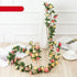 Vintage 2.2M Artificial Hanging Silk Rose Flowers Rattan Autumn Small Peony String Decor Fake Garland For Wedding Home Hotel Garden Decoration Artificial Flowers Rose Wall Hanging Plant for Arrangement Party Garden Home Bedroom Office