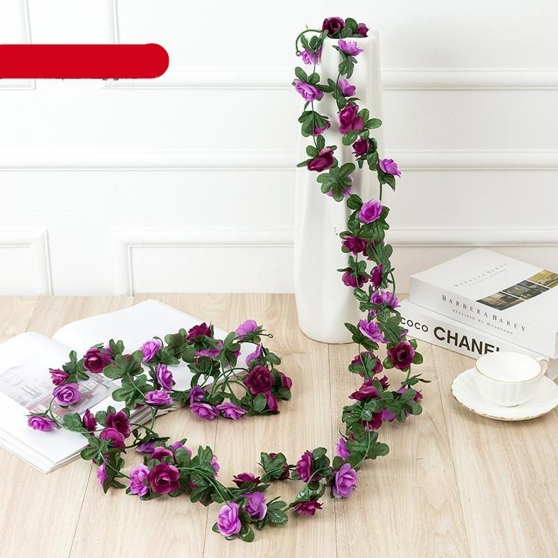 Vintage 2.2M Artificial Hanging Silk Rose Flowers Rattan Autumn Small Peony String Decor Fake Garland For Wedding Home Hotel Garden Decoration Artificial Flowers Rose Wall Hanging Plant for Arrangement Party Garden Home Bedroom Office
