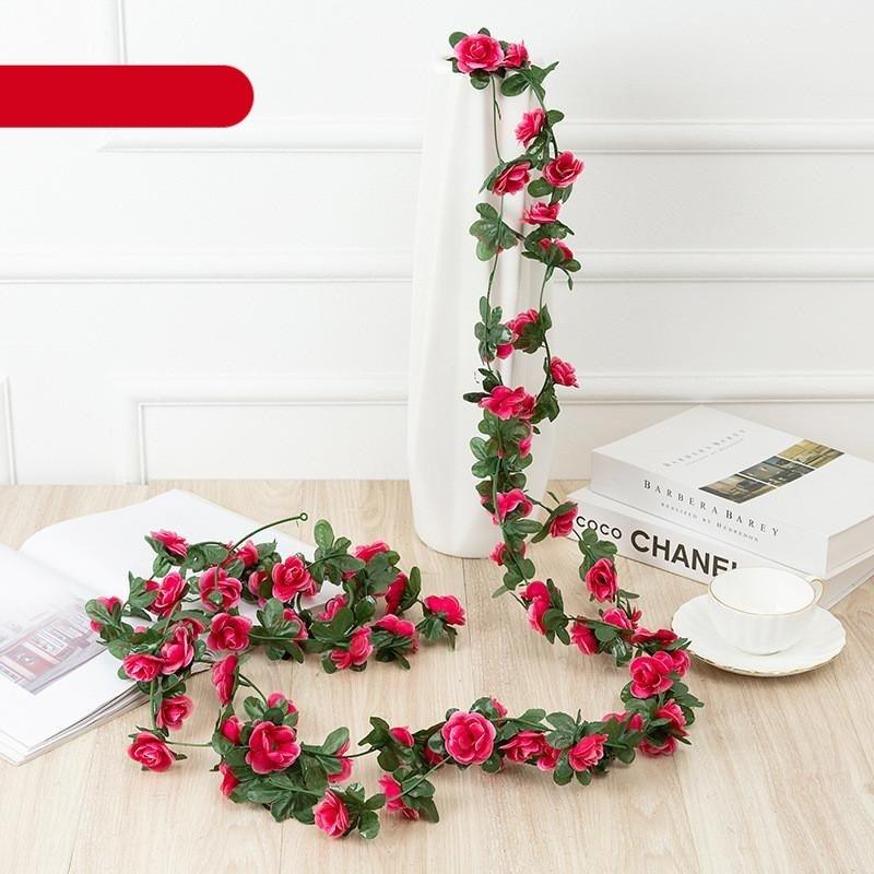 Vintage 2.2M Artificial Hanging Silk Rose Flowers Rattan Autumn Small Peony String Decor Fake Garland For Wedding Home Hotel Garden Decoration Artificial Flowers Rose Wall Hanging Plant for Arrangement Party Garden Home Bedroom Office