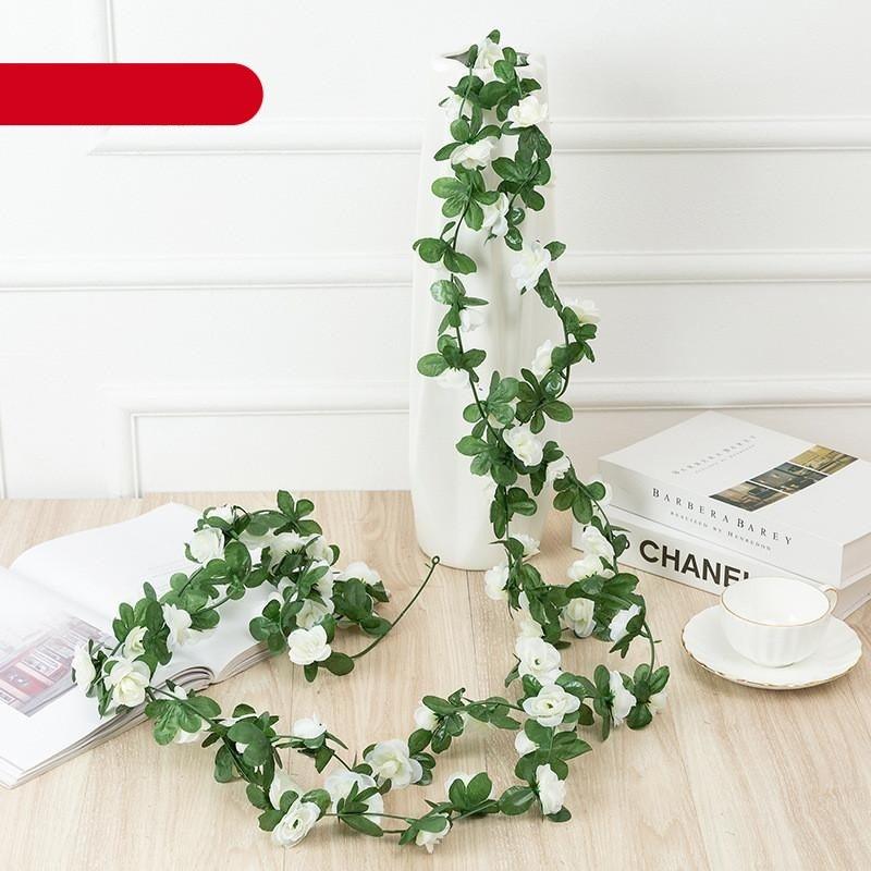 Vintage 2.2M Artificial Hanging Silk Rose Flowers Rattan Autumn Small Peony String Decor Fake Garland For Wedding Home Hotel Garden Decoration Artificial Flowers Rose Wall Hanging Plant for Arrangement Party Garden Home Bedroom Office