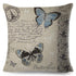 Vintage Europe Style ButteLight Blue Pattern Throw Pillow Covers Old Poster Pillowcase Cotton / Polyester Cushion Cover for Sofa Home Kids Room Butterfly Figure Embellished with Orchid Artistic Leaves Graphic Decorative Square Accent Pillow Case