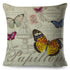 Vintage Europe Style ButteLight Blue Pattern Throw Pillow Covers Old Poster Pillowcase Cotton / Polyester Cushion Cover for Sofa Home Kids Room Butterfly Figure Embellished with Orchid Artistic Leaves Graphic Decorative Square Accent Pillow Case