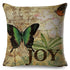 Vintage Europe Style ButteLight Blue Pattern Throw Pillow Covers Old Poster Pillowcase Cotton / Polyester Cushion Cover for Sofa Home Kids Room Butterfly Figure Embellished with Orchid Artistic Leaves Graphic Decorative Square Accent Pillow Case