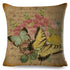 Vintage Europe Style ButteLight Blue Pattern Throw Pillow Covers Old Poster Pillowcase Cotton / Polyester Cushion Cover for Sofa Home Kids Room Butterfly Figure Embellished with Orchid Artistic Leaves Graphic Decorative Square Accent Pillow Case
