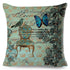 Vintage Europe Style ButteLight Blue Pattern Throw Pillow Covers Old Poster Pillowcase Cotton / Polyester Cushion Cover for Sofa Home Kids Room Butterfly Figure Embellished with Orchid Artistic Leaves Graphic Decorative Square Accent Pillow Case