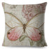 Vintage Europe Style ButteLight Blue Pattern Throw Pillow Covers Old Poster Pillowcase Cotton / Polyester Cushion Cover for Sofa Home Kids Room Butterfly Figure Embellished with Orchid Artistic Leaves Graphic Decorative Square Accent Pillow Case