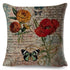 Vintage Europe Style ButteLight Blue Pattern Throw Pillow Covers Old Poster Pillowcase Cotton / Polyester Cushion Cover for Sofa Home Kids Room Butterfly Figure Embellished with Orchid Artistic Leaves Graphic Decorative Square Accent Pillow Case