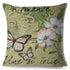 Vintage Europe Style ButteLight Blue Pattern Throw Pillow Covers Old Poster Pillowcase Cotton / Polyester Cushion Cover for Sofa Home Kids Room Butterfly Figure Embellished with Orchid Artistic Leaves Graphic Decorative Square Accent Pillow Case