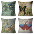 Vintage Europe Style ButteLight Blue Pattern Throw Pillow Covers Old Poster Pillowcase Cotton / Polyester Cushion Cover for Sofa Home Kids Room Butterfly Figure Embellished with Orchid Artistic Leaves Graphic Decorative Square Accent Pillow Case